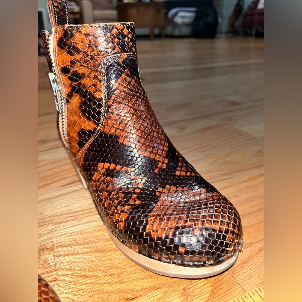 Swedish Hasbeens Snakeskin Ankle Boots